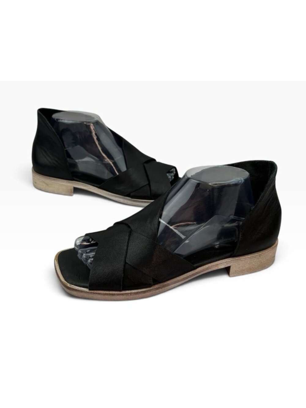 -Free People Sun Valley Sandals Womens US 9 EU 39.5 Black Leather Straps